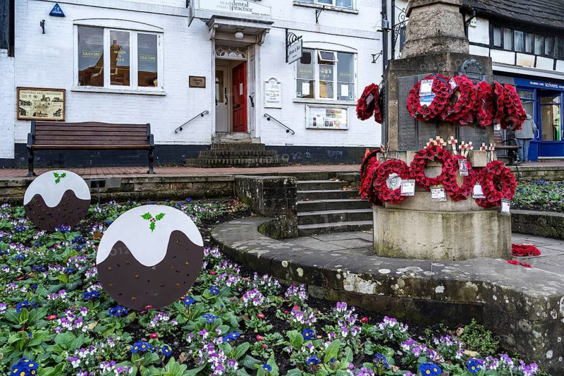 EAST GRINSTEAD, WEST SUSSEX, UK - DECEMBER 9: Christmas decoratons in East Grinstead, West Sussex on December 9, 2021