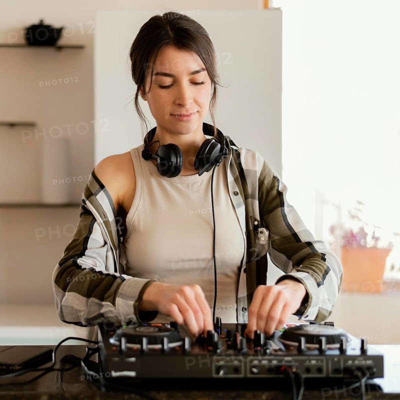 Person producing music indoors 4