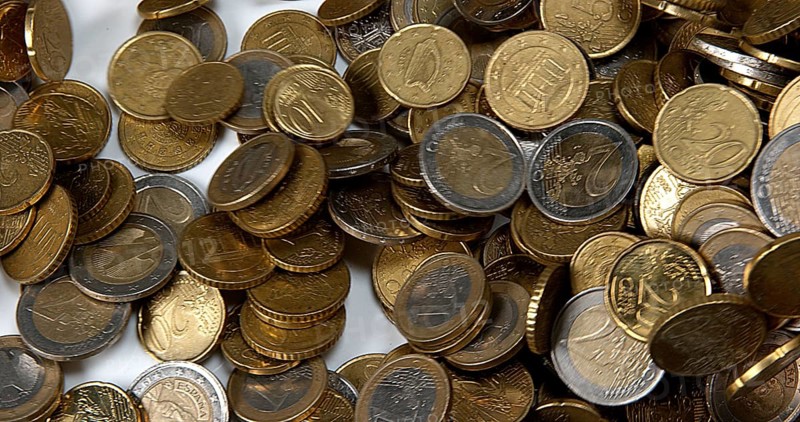 Euro Coins Falling
