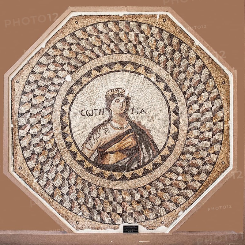 Soteria mosaic, 5th century AD, Archaeological Museum, Antioch, Hatay Archaeology Museum, Antakya, Hatay, Turkey, Asia