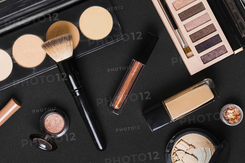 Beautiful set professional makeup cosmetics dark table. Resolution and high quality beautiful photo