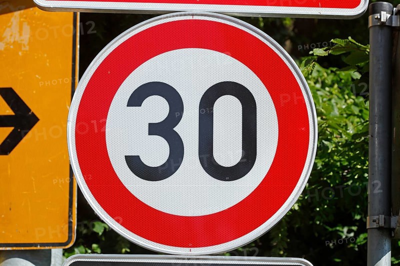 Traffic sign Maximum permitted speed 30 kilometres per hour, Germany, Europe