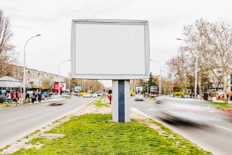 White billboard advertising mockup busy street