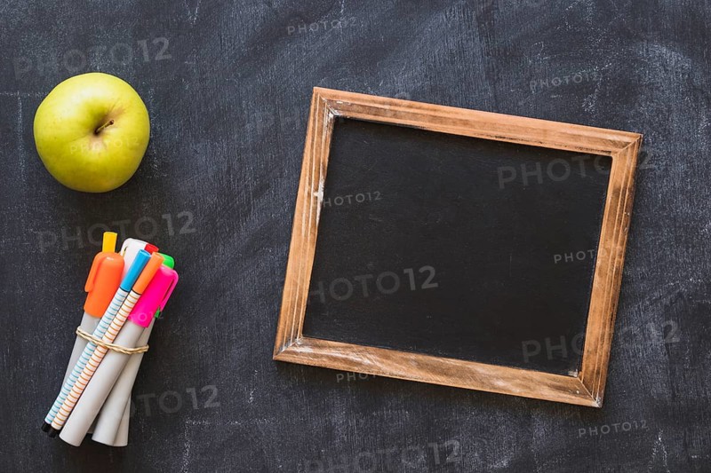 Blackboard with frame markets apple