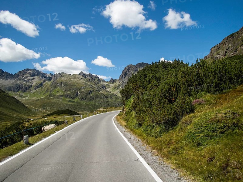 Silvretta High Alpine Road, Alpine peaks behind, Vorarlberg, Austria, Europe