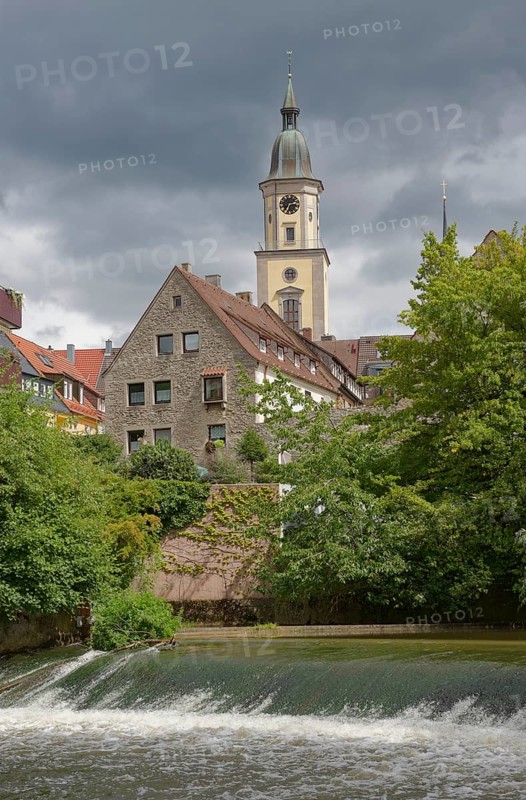River section on the jagst, jagsttal, jagst, crailsheim, schwaebisch hall, baden-wuerttemberg, heilbronn-franken, hohenlohe, germany