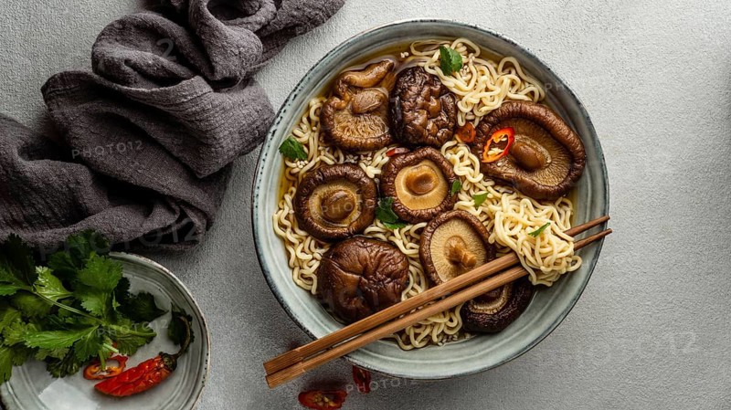 Flat lay noodles bowl