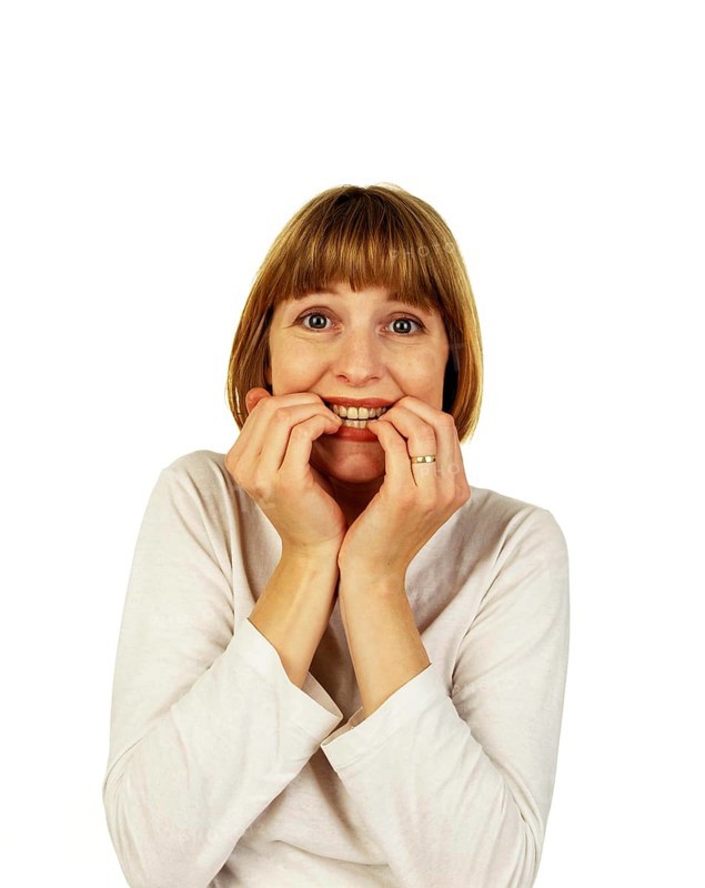 Anxious Woman, Biting Nails