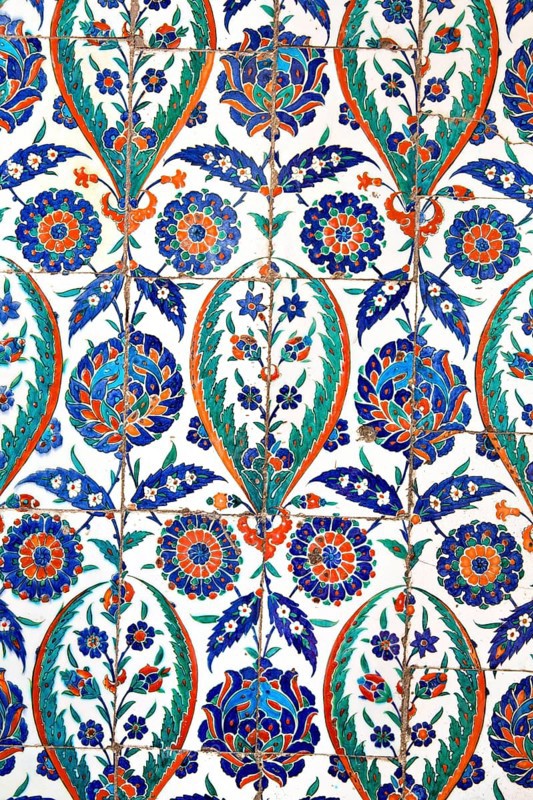 Wall tiles in the Sultanahmet Mosque, Istanbul, Turkey, Asia