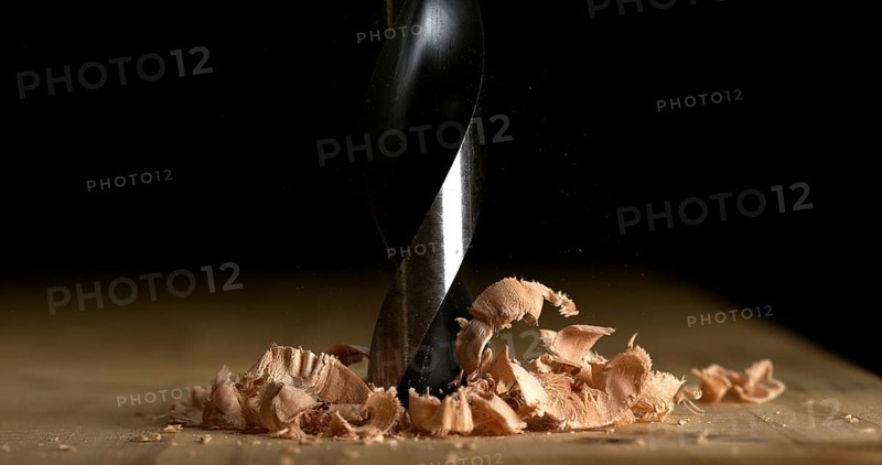 Wood Chip Turning on a Wood Board, Making Chips
