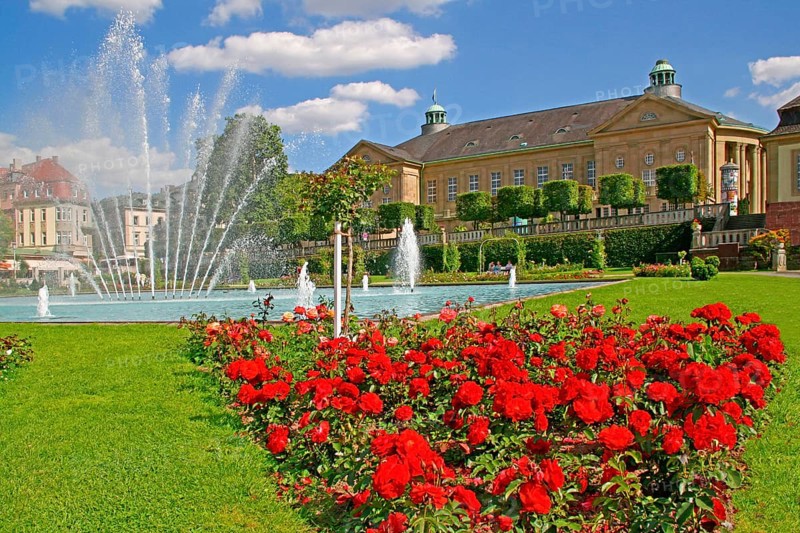 Spa hotel, spa garden, Spa, Bad Kissingen, Bavaria, Germany, Europe