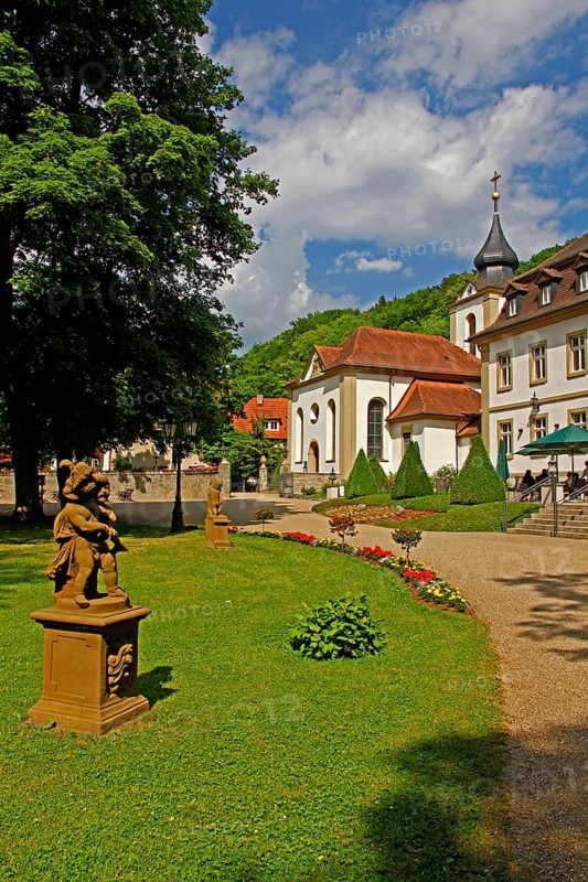 Spa garden, Schlosshotel, Bad Neustadt an der Saale, District of Rhön-Grabfeld, Lower Franconia, Bavaria, Rhön-Grabfeld, Germany, Europe