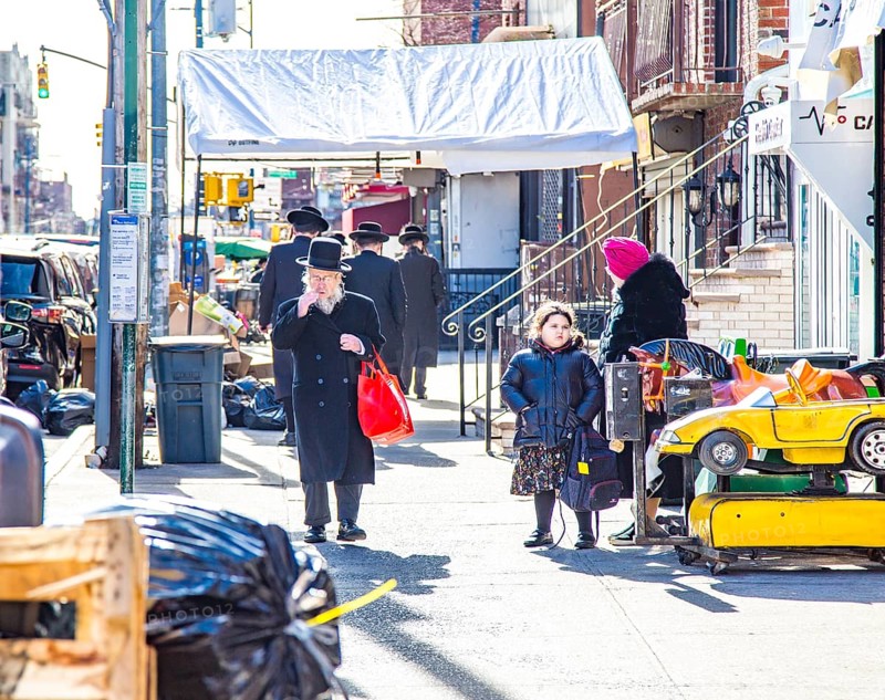 Abkhazian Jew in typical traditional costume on Lee Ave, Williamsburg, Brooklyn, New York City