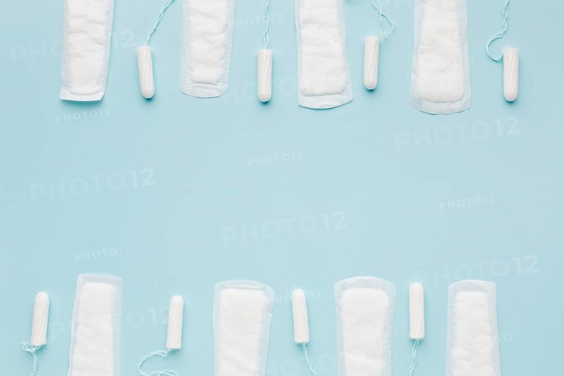 Feminine hygiene items flat lay