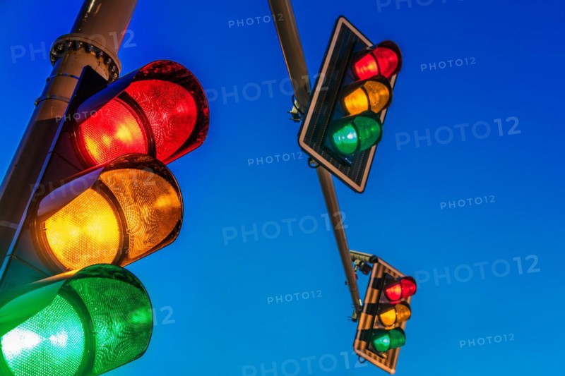 Traffic lights over urban intersection