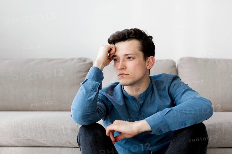 Front view boy with anxiety