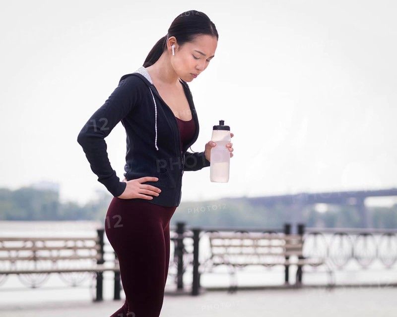 Athletic young woman ready train outdoors