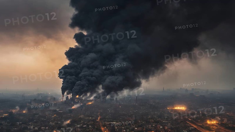 Environment pollution and ecology disaster and global warming. Smoke and air pollution. Pollution of the atmosphere. air pollution concept. AI generated image