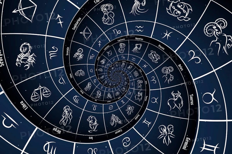Astrology and alchemy sign background illustration - blue
