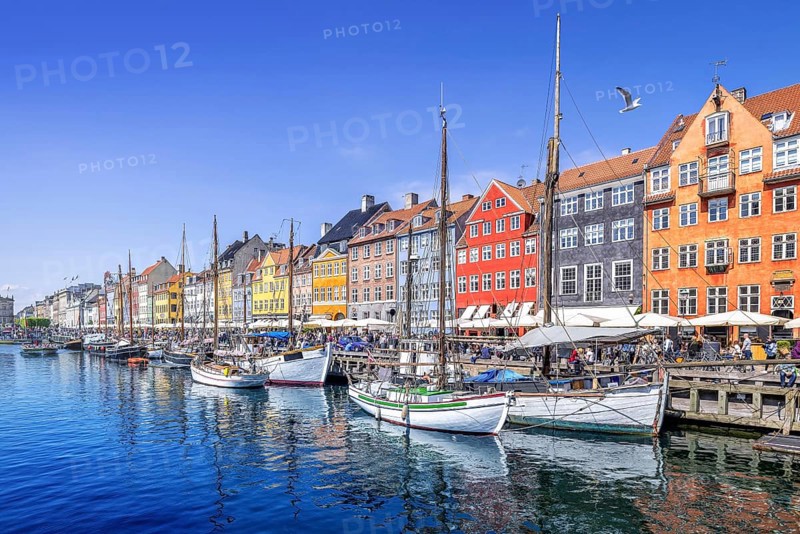 panoramic view at nyhavn in copenhagen, denmark
