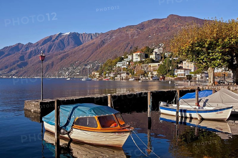 Monte Verita and Moscia, old harbour, Ascona, Lake Maggiore, Ticino, Lake Maggiore, Switzerland, Europe