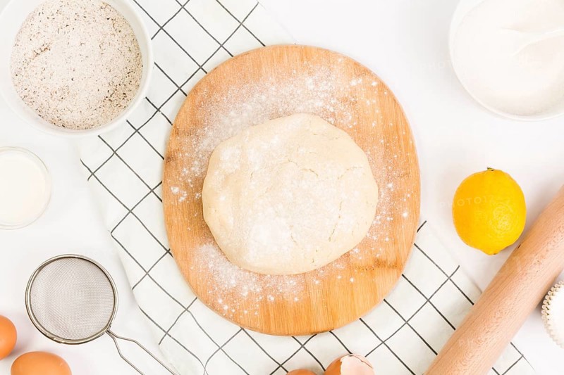 Pastry kneaded dough with healthy ingredient kitchen utensil