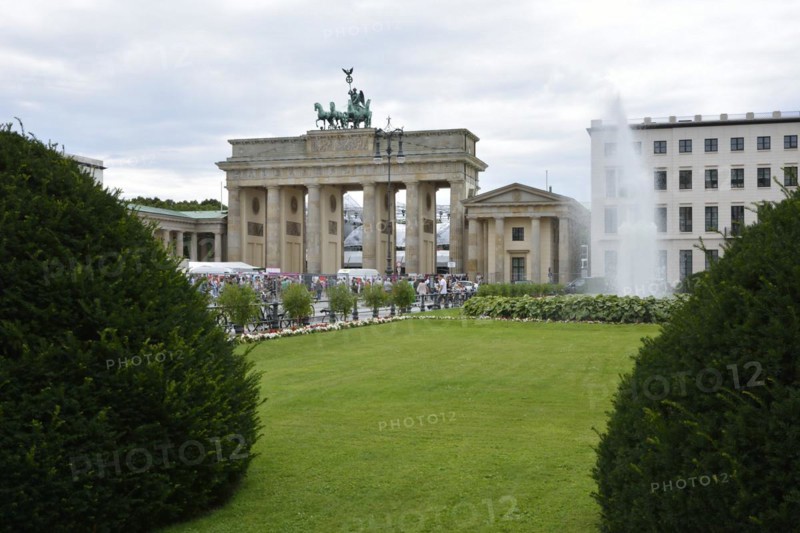 BERLIN, GERMANY, AUGUST 18:The famous Brandenburger Tor of Berlin, Germany on August 18, 2013. Berlin is the capital and the biggest city of Germany. Foto taken from Pariser Platz with view to the Brandenburger Tor