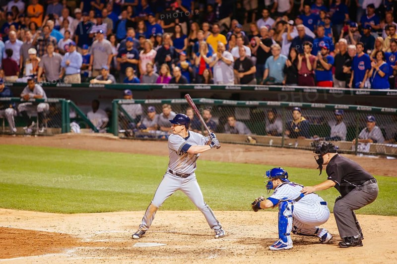 Chicago, USA, August 12, 2015: Chicago Cubs play Milwaukee Brewers on a warm summer's night at Wrigley Field, North America