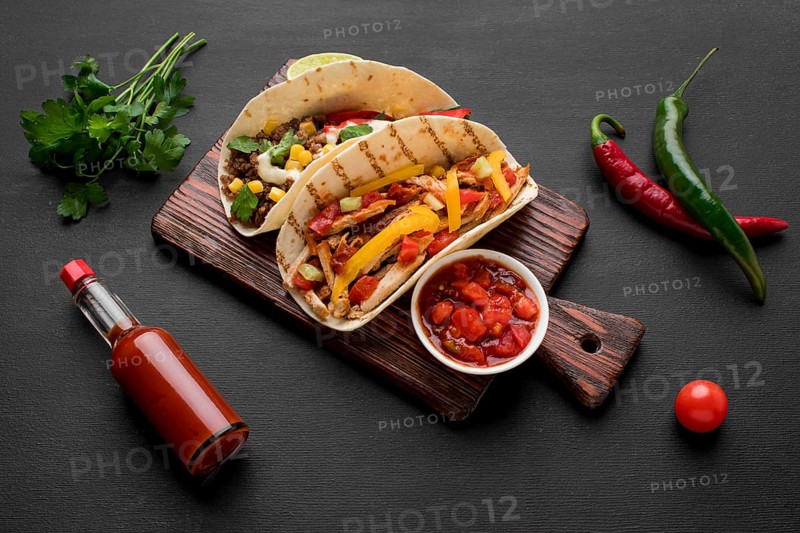 Top view fresh mexican food ready be served