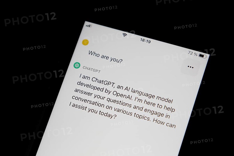 Symbolic image artificial intelligence, detailed view of a smartphone with the app ChatGPT, Germany, Europe