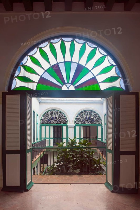 Stained glass window, Casa de los Arabes, Old Havana, Cuba, Central America