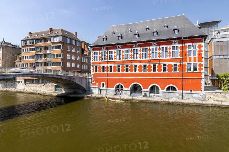 Visit Namur, Office du tourisme de Namur in old red building, on the river Sambre, Namur, Wallonia, Belgium, Europe