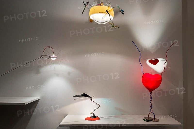 Light art objects by the light designer Ingo Maurer, Pinakothek der Moderne, Munich, Upper Bavaria, Bavaria, Germany, Europe