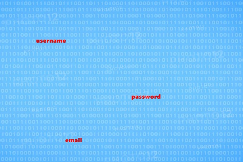 hacked username password and email data security breach - cybercrime concept