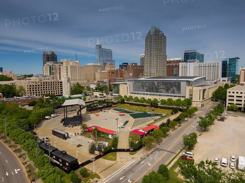April 23, 2020, Raleigh, North Carolina, USA: Red Hat Amphitheater, situated in the heart of Downtown Raleigh, offers an immersive entertainment experience with stunning views of the Raleigh skyline