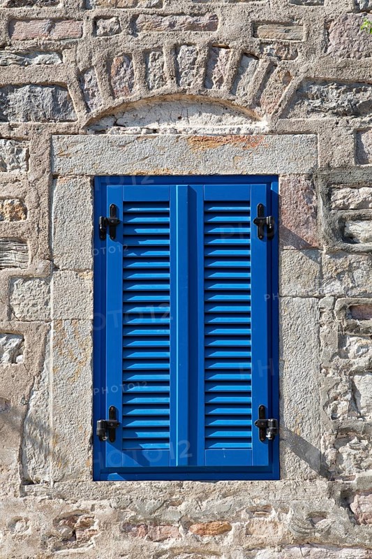 Closed window of a traditional house, Bodrum, Mugla, Turkey, Asia