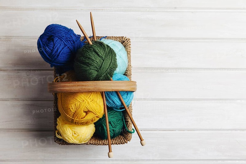 Top view wool balls basket. Resolution and high quality beautiful photo