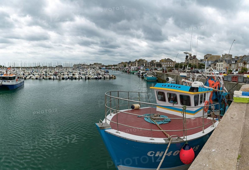 France - 16 August, 2019: fishing boats and yacht marina in the harbor of Saint Vaast la Hougue in Normandy