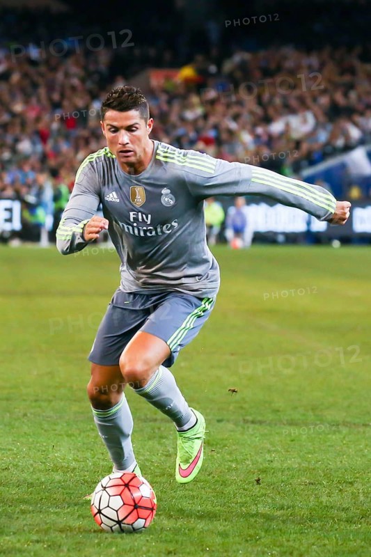 MELBOURNE, AUSTRALIA, JULY 24: Cristiano Ronaldo with the ball as Manchester City play Real Madrid in match 3 of the 2015 International Champions Cup