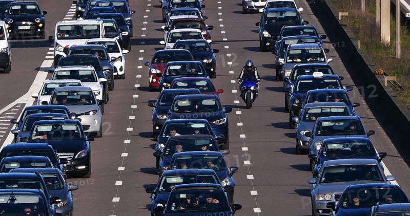 Traffic Jam on Highway A4 near Paris, Car Traffic, France, Europe