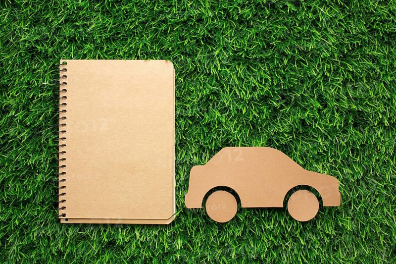 Cartoon car notebook grass