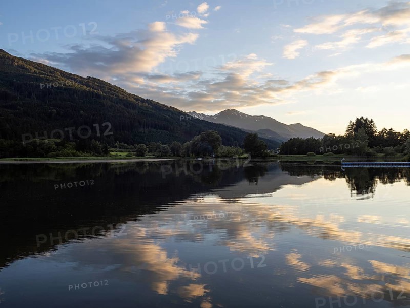 Evening mood, evening clouds reflected in the lake, Gaishorner See, Gaishorn am See, Paltental, Styria, Austria, Europe