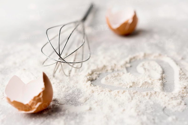 Close up baking flour table