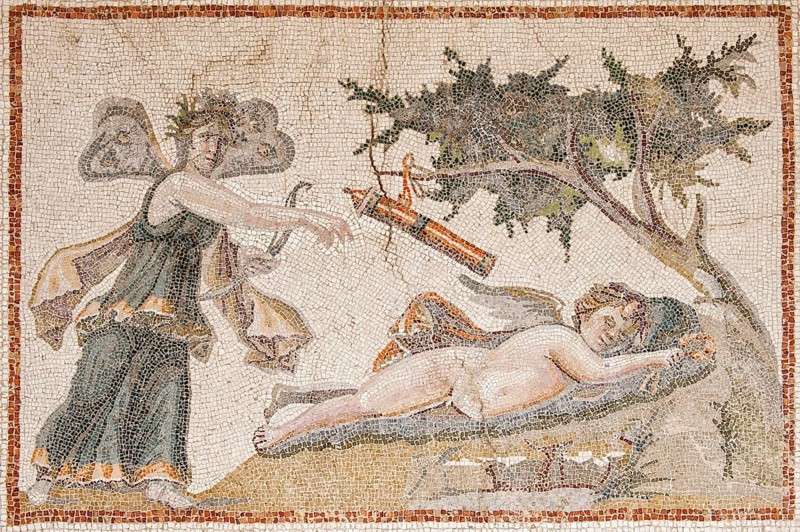 Mosaic, 3rd century AD, Archaeological Museum, Antioch, Eros, Cupid and Psyche, Hatay Archaeological Museum, Antakya, Hatay, Turkey, Asia