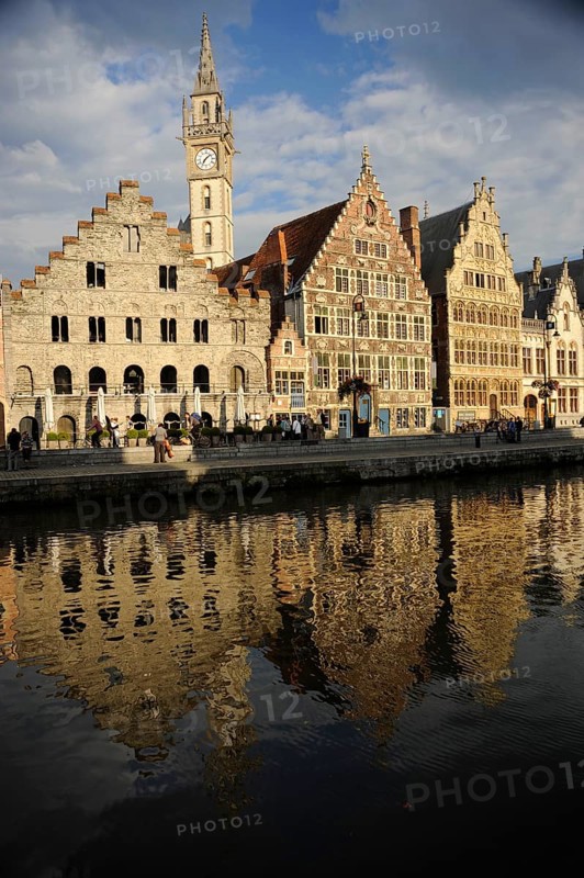Guildehaeuser on the Leie, Graslei, Ghent, East Flanders, Flanders, Belgium, Europe