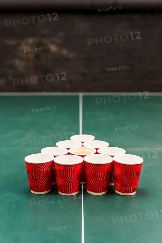 Red cups table beer pong tournament