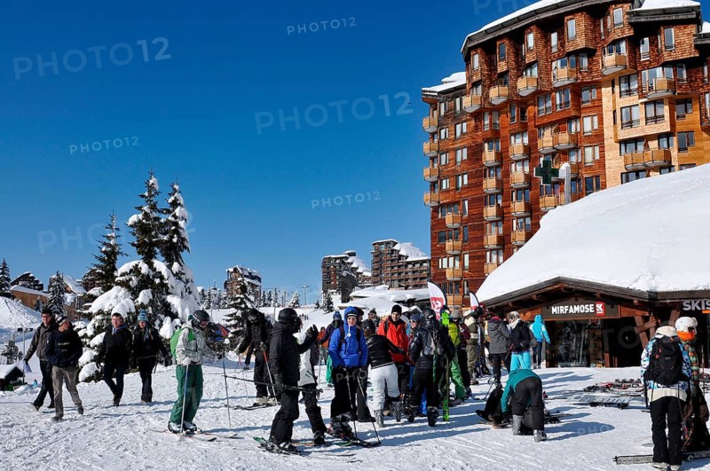 Wooden houses, flats, Avoriaz, Portes du Soleil, France, ski resort, winter sports resort, Europe