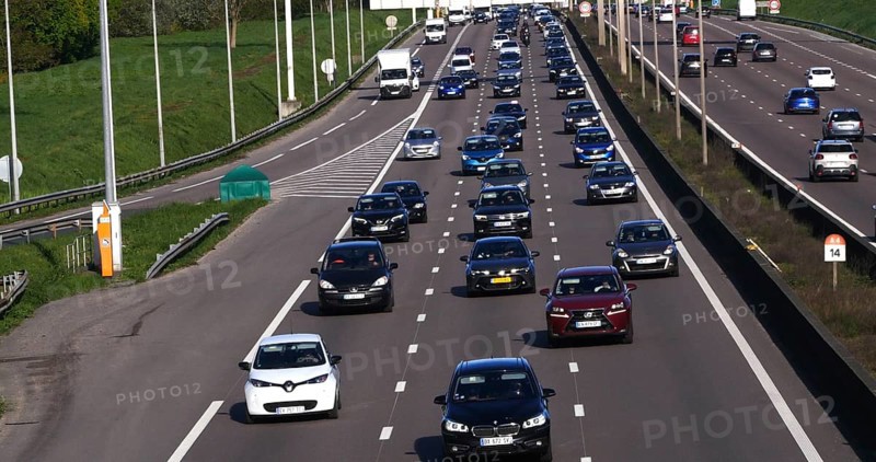 Traffic Jam on Highway A4 near Paris, Car Traffic, France, Europe