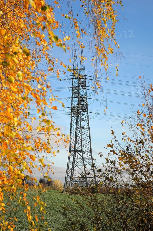 Electric overhead power pole in the field, power poles in the field, power lines, overhead power line, supply lines, electrosmog, environmental pollution, power poles, electricity pylons, energy suppliers, EnBW, Vattenfall, Eon, RWE, fieldscape