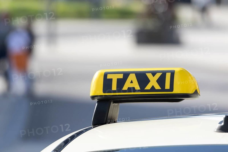 Detailed view, sign of a waiting taxi at a taxi rank in Hamburg, Germany, Europe